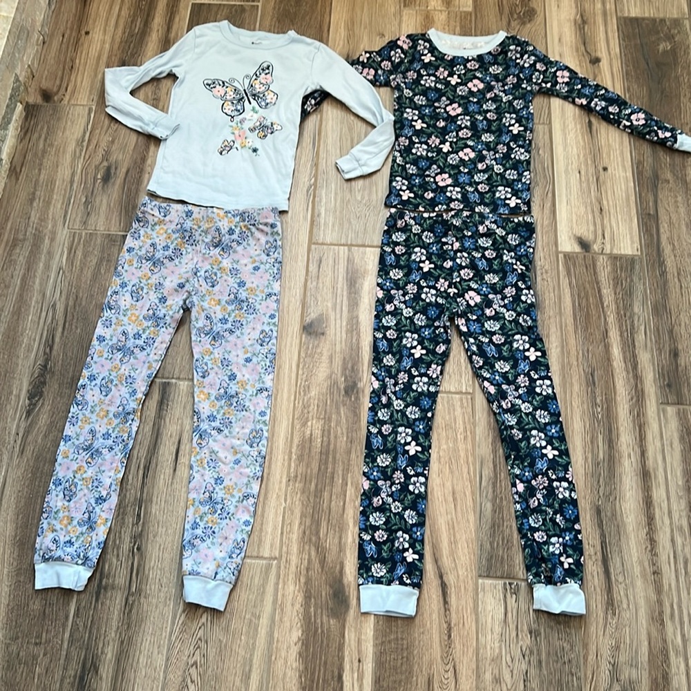 Spring Longsleeve Pajama Sets- Floral / Butterfly Size 8